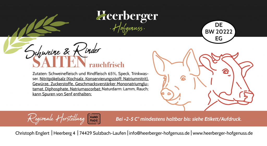 Etikett Schweine & Rinder Saiten.