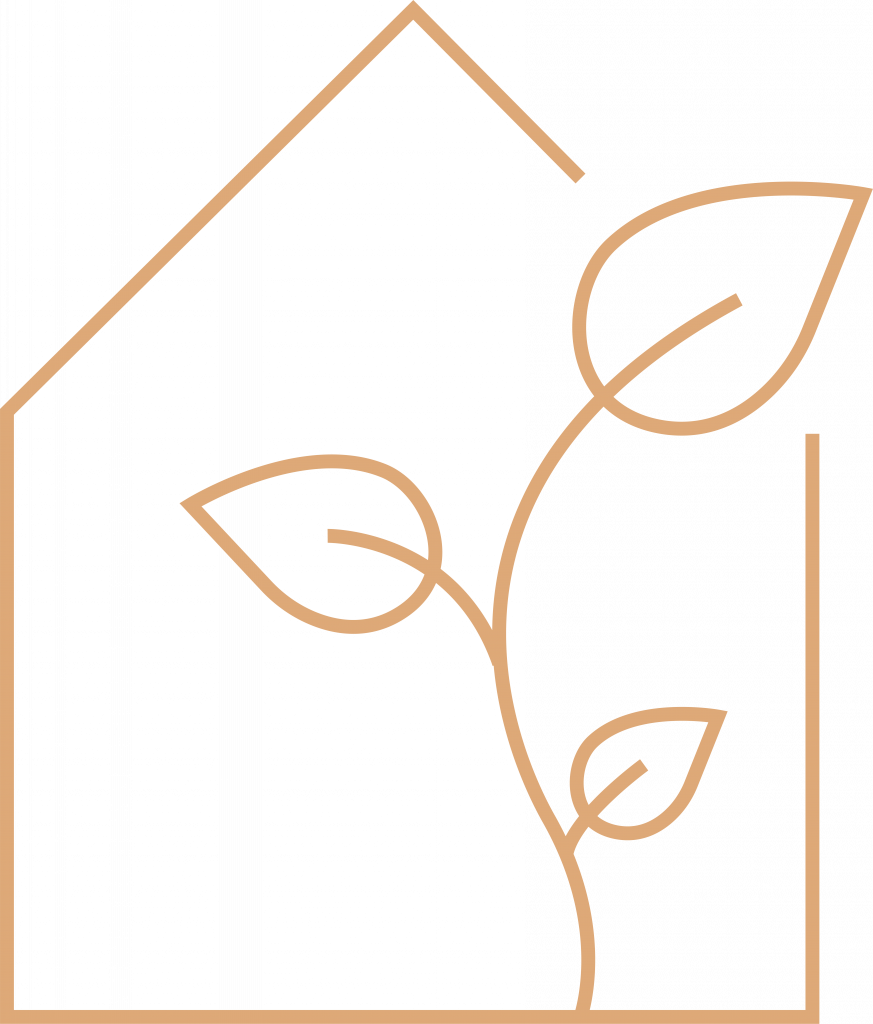 Individueller Icon Haus mit Pflanze.