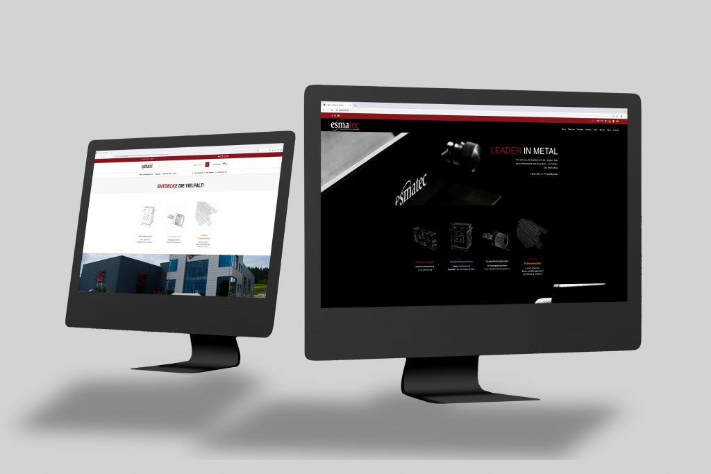 Mockup Webseite mit 2 Bildschirmen.