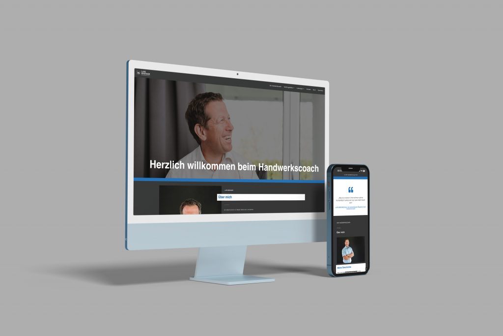Mockup Webseite als Desktop und Handyansicht.